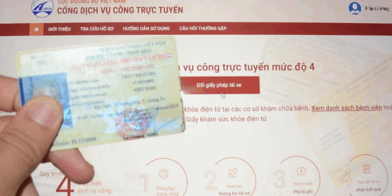 Hình Ảnh Mô Tả Đổi bằng lái xe ô tô hết hạn online qua Cổng Dịch vụ công Quốc gia